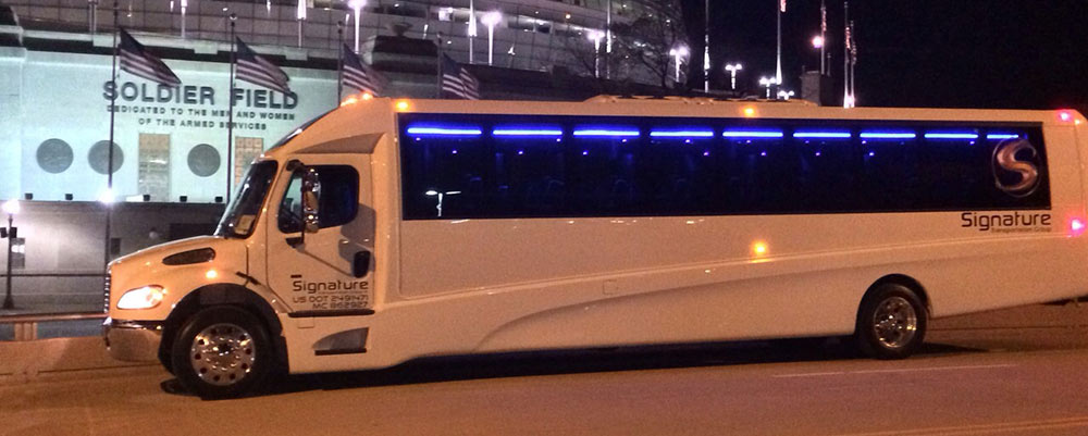 Bus parked in front of soldier field