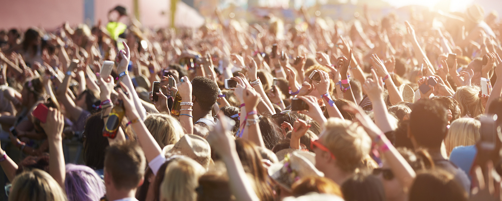 Outdoor music festival audience