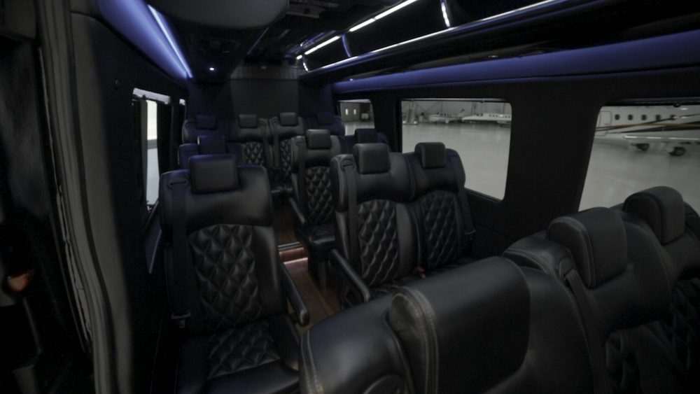 Inside of 14-Passenger Sprinter Van